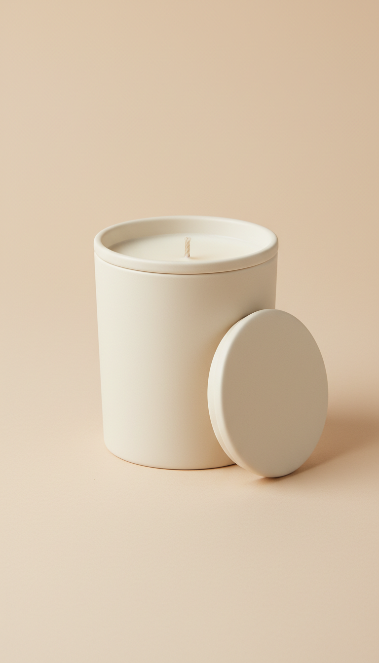 Vetiver linen soy candle minimalist vessel